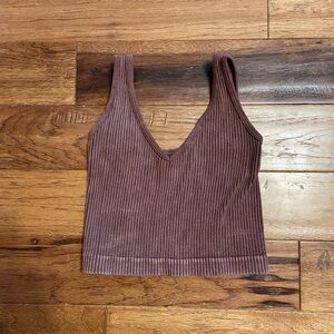 Women's Ribbed Tank Top - Brown